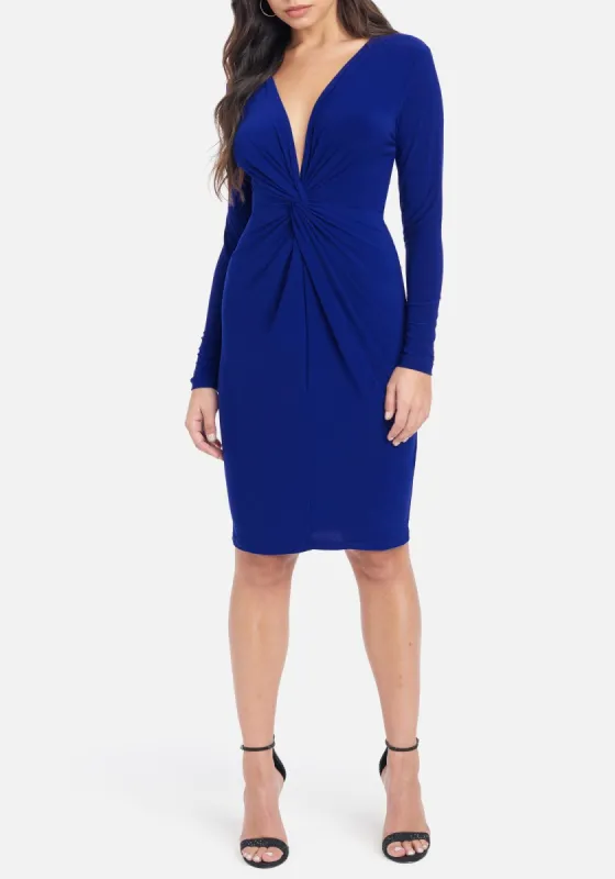 Knot Front V Neck Midi Dress sold by Bebe