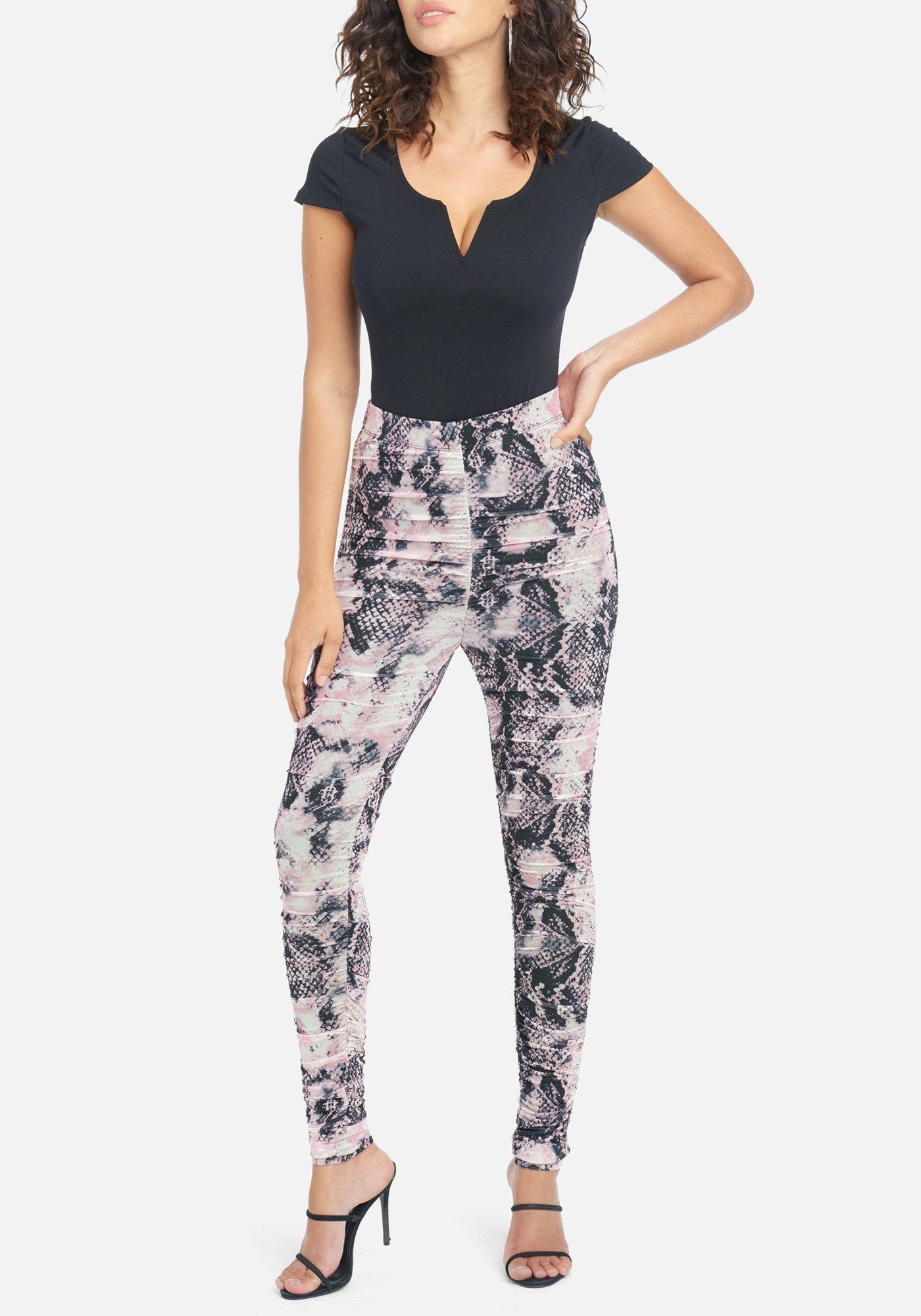 Printed Mesh Ruched Legging sold by Bebe product image thumbnail 2