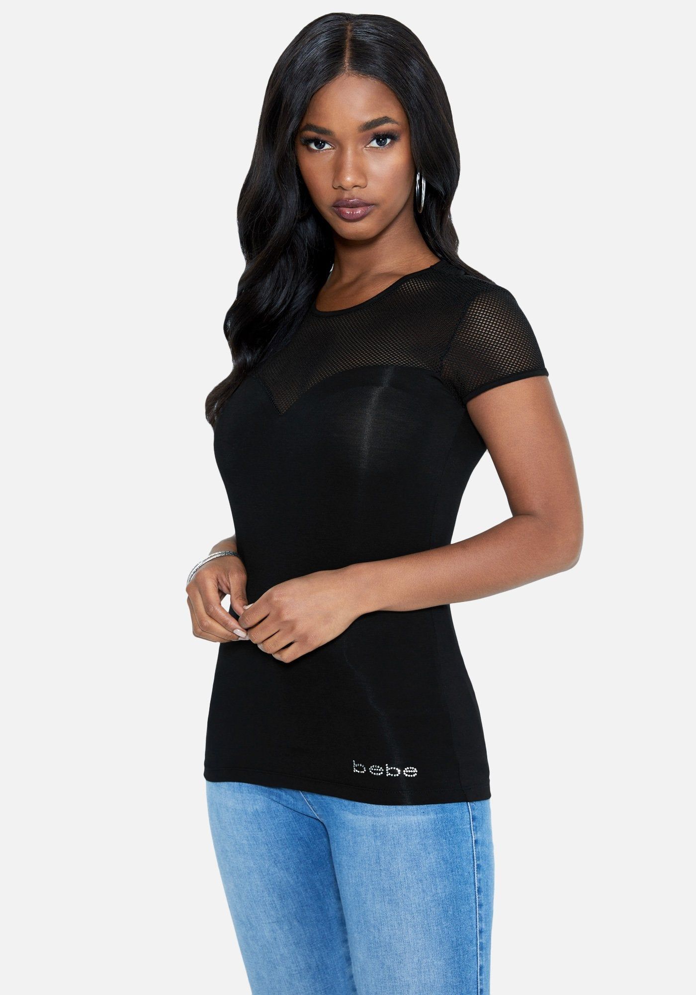 Bebe Logo Short Sleeve Mesh Top sold by Bebe product image thumbnail 2