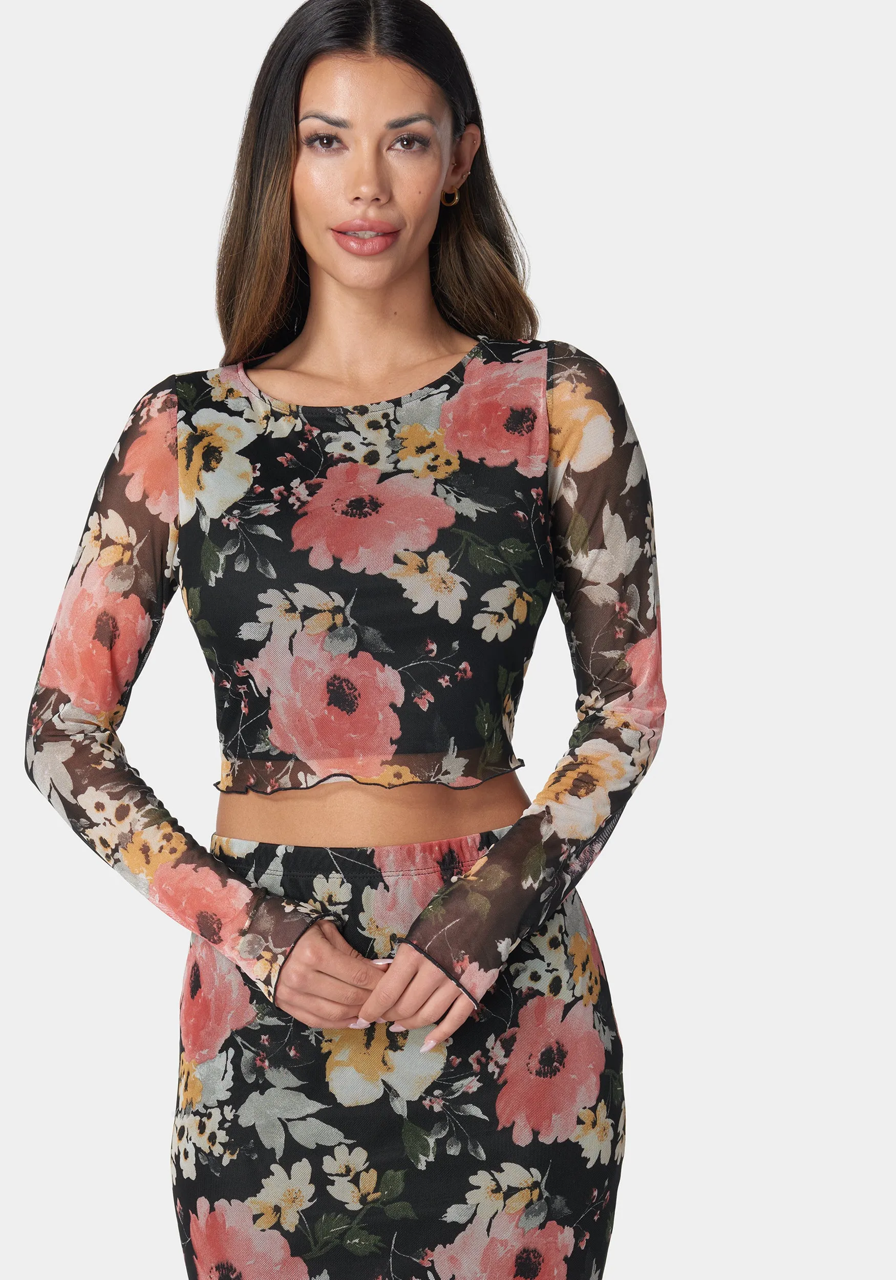 Mesh Printed Two Piece Long Sleeve Set sold by Bebe product image thumbnail 5
