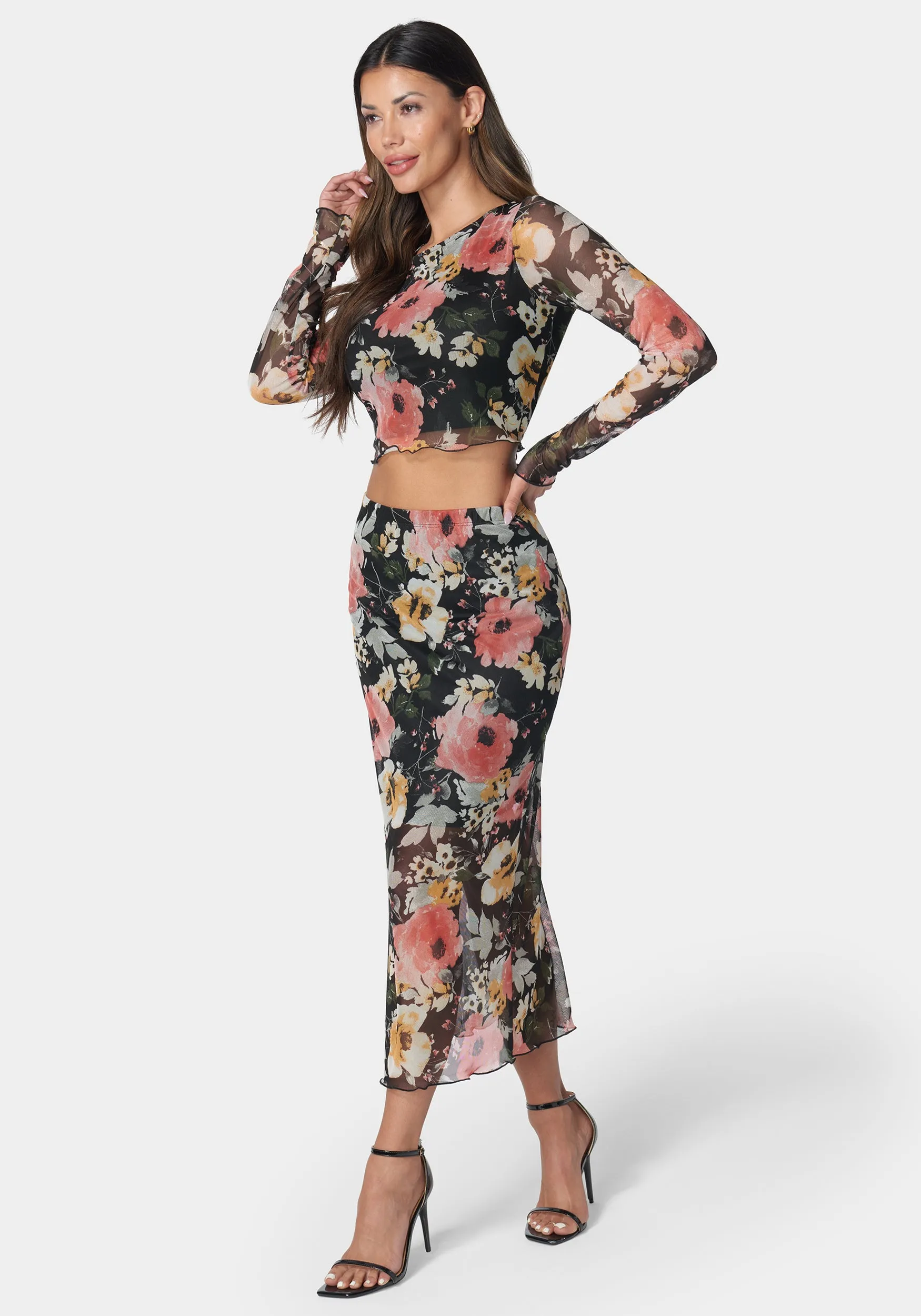 Mesh Printed Two Piece Long Sleeve Set sold by Bebe product image thumbnail 3