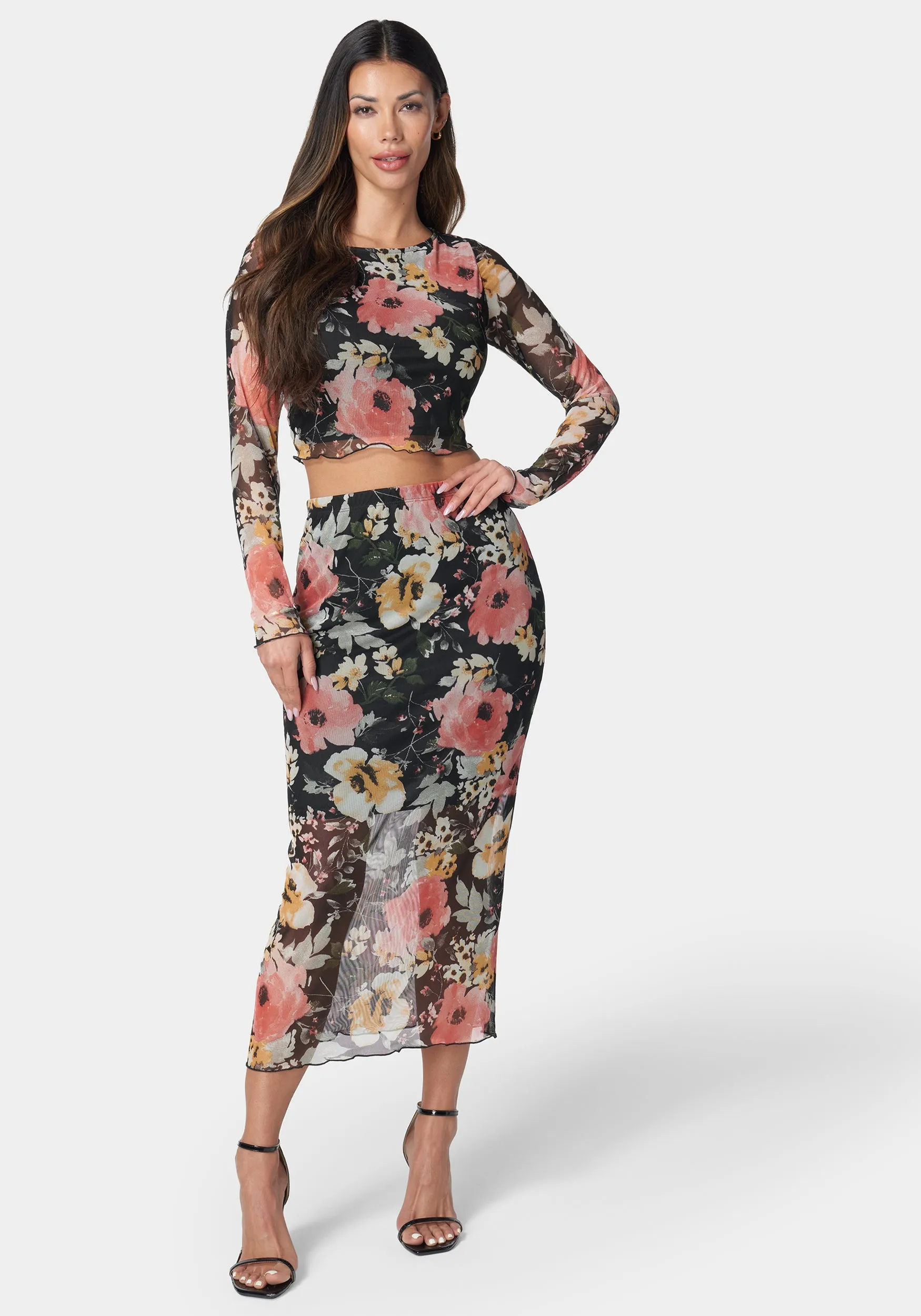 Mesh Printed Two Piece Long Sleeve Set sold by Bebe product image thumbnail 2