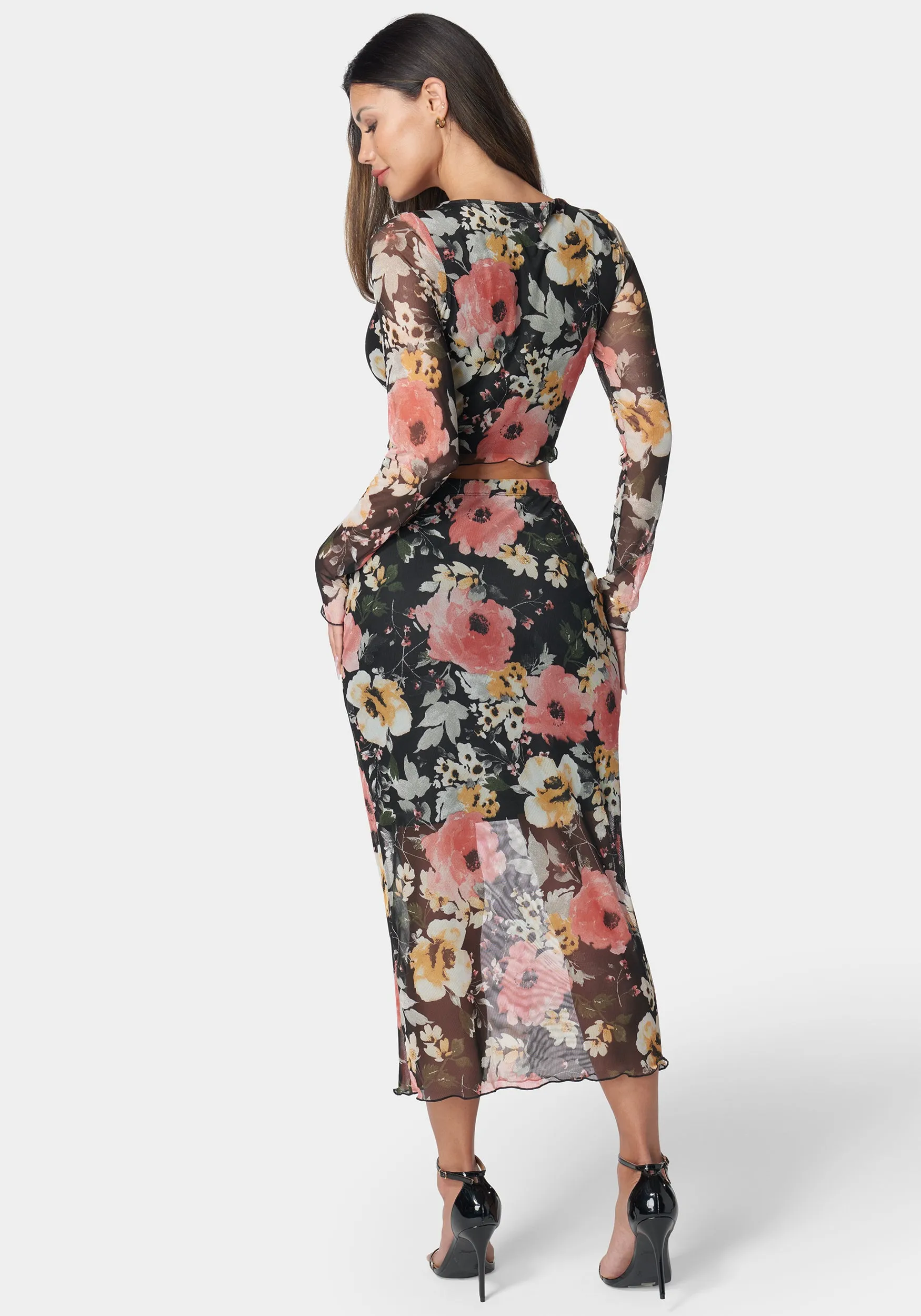 Mesh Printed Two Piece Long Sleeve Set sold by Bebe product image thumbnail 4