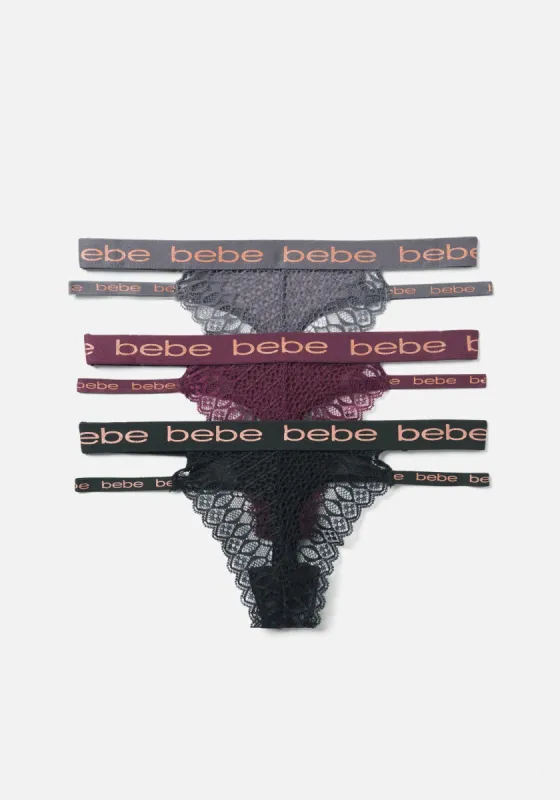 Lace And Mesh 3 Pack Thong Set sold by Bebe