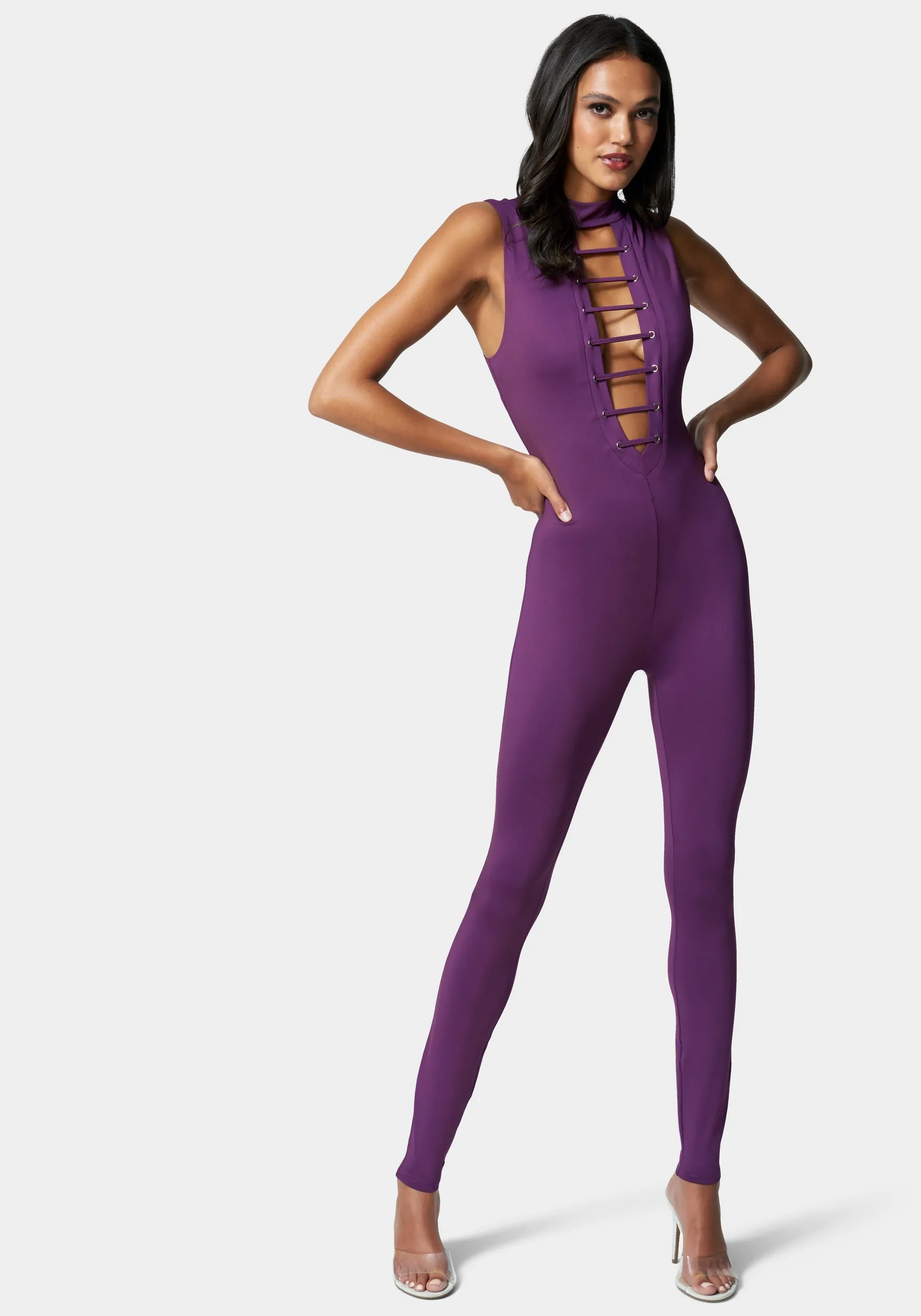Caged Neck Choker Catsuit sold by Bebe