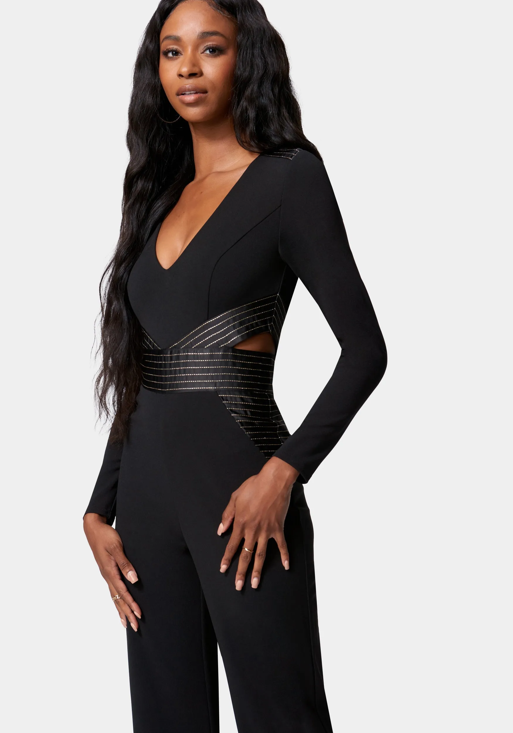 Satin Tailored Multi Stitch Jumpsuit sold by Bebe product image thumbnail 2