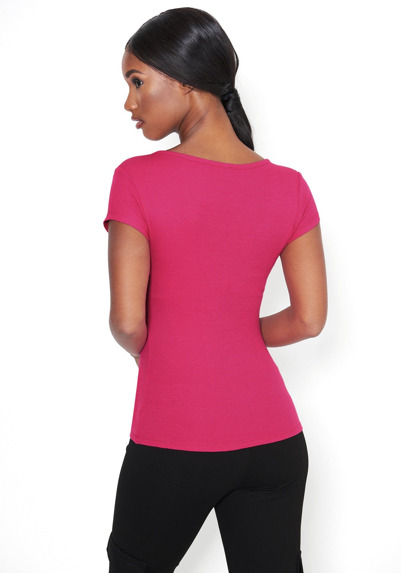 Crystal Logo V-Neck Short Sleeves Tee sold by Bebe product image thumbnail 3