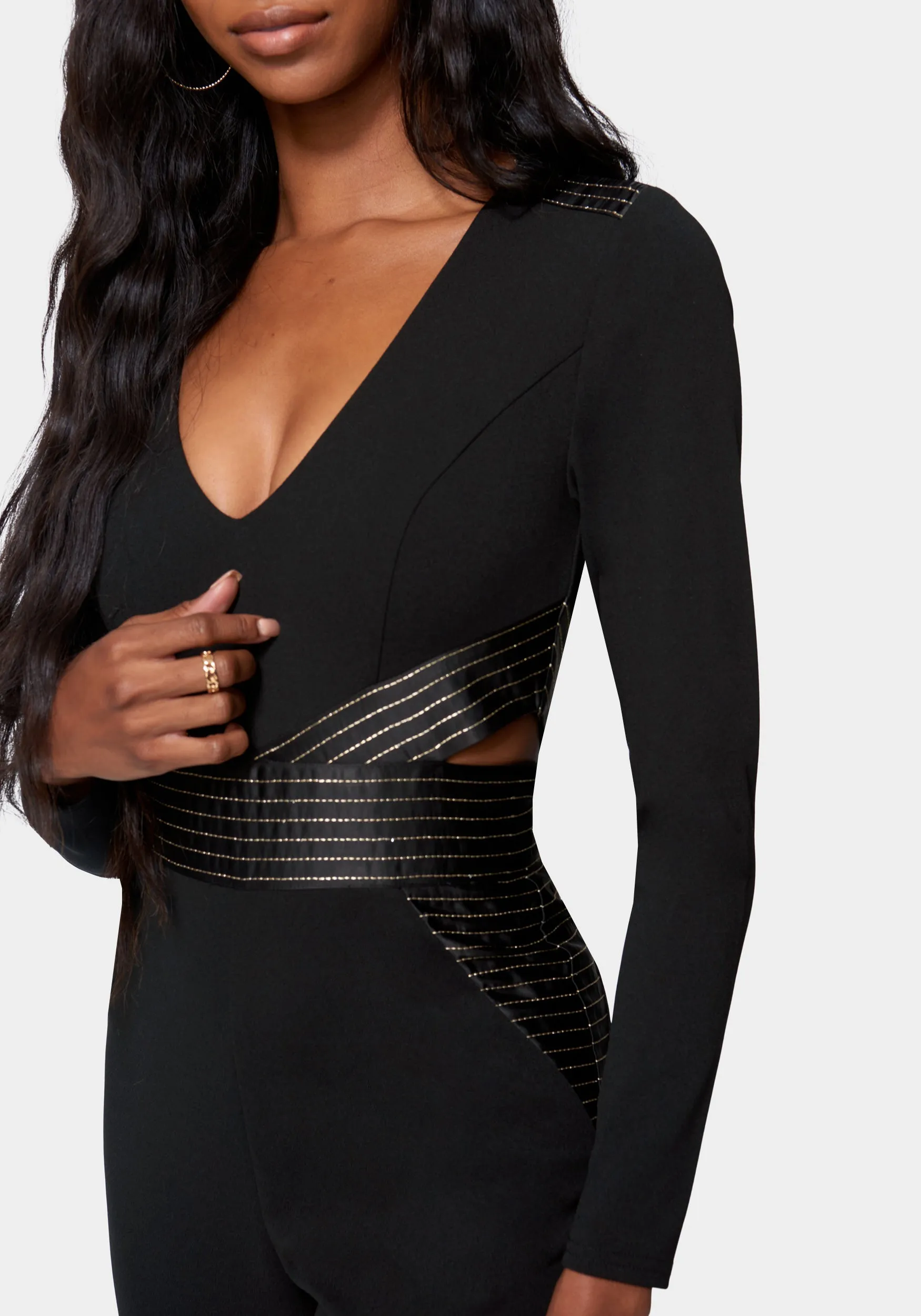 Satin Tailored Multi Stitch Jumpsuit sold by Bebe product image thumbnail 4