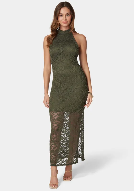 Lace Mock Neck Maxi Dress sold by Bebe