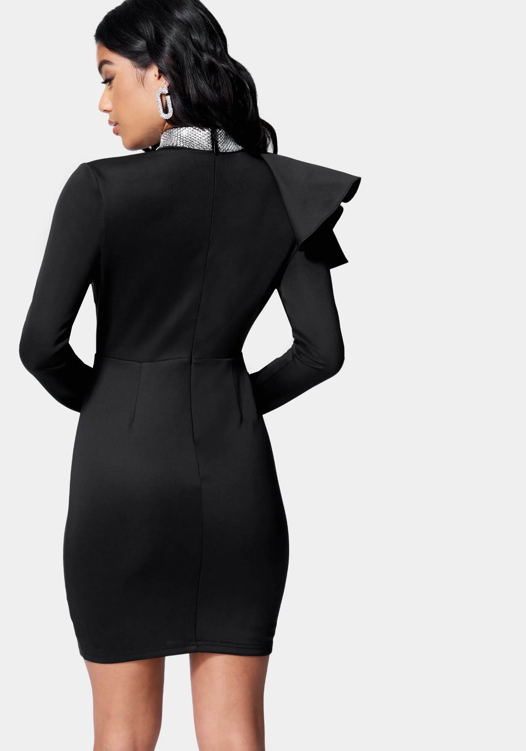 Dramatic Ruffle Plunge Dress sold by Bebe product image thumbnail 3