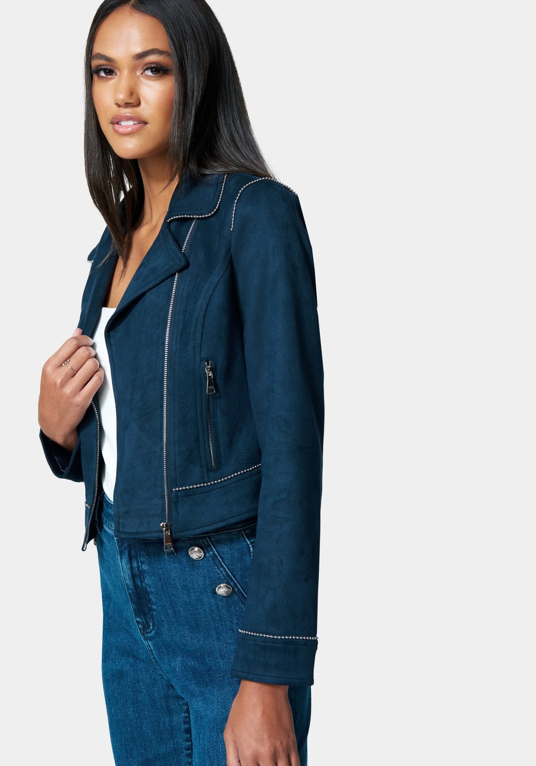 Vegan Suede Trim Detail Moto Jacket sold by Bebe product image thumbnail 2