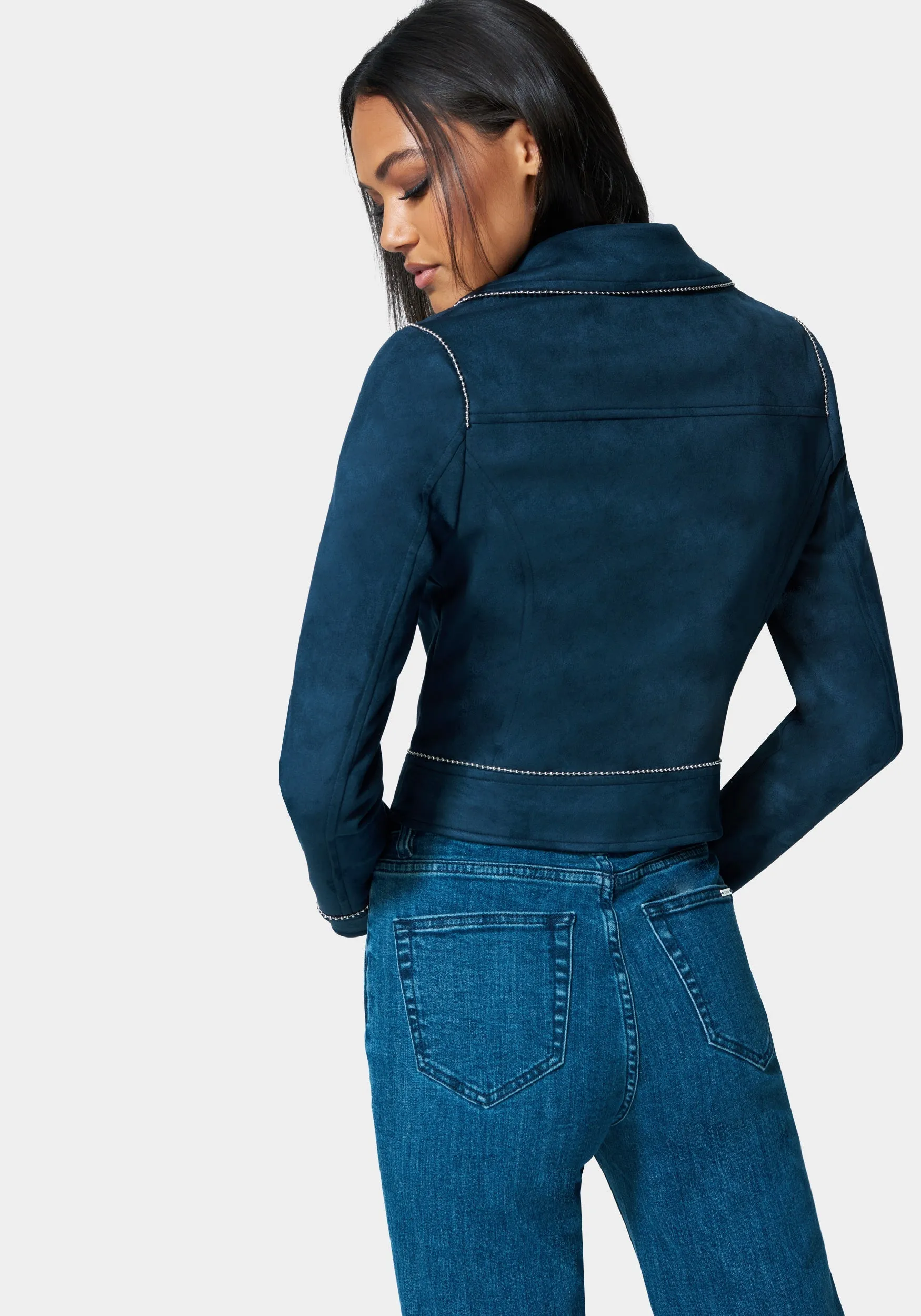 Vegan Suede Trim Detail Moto Jacket sold by Bebe product image thumbnail 3