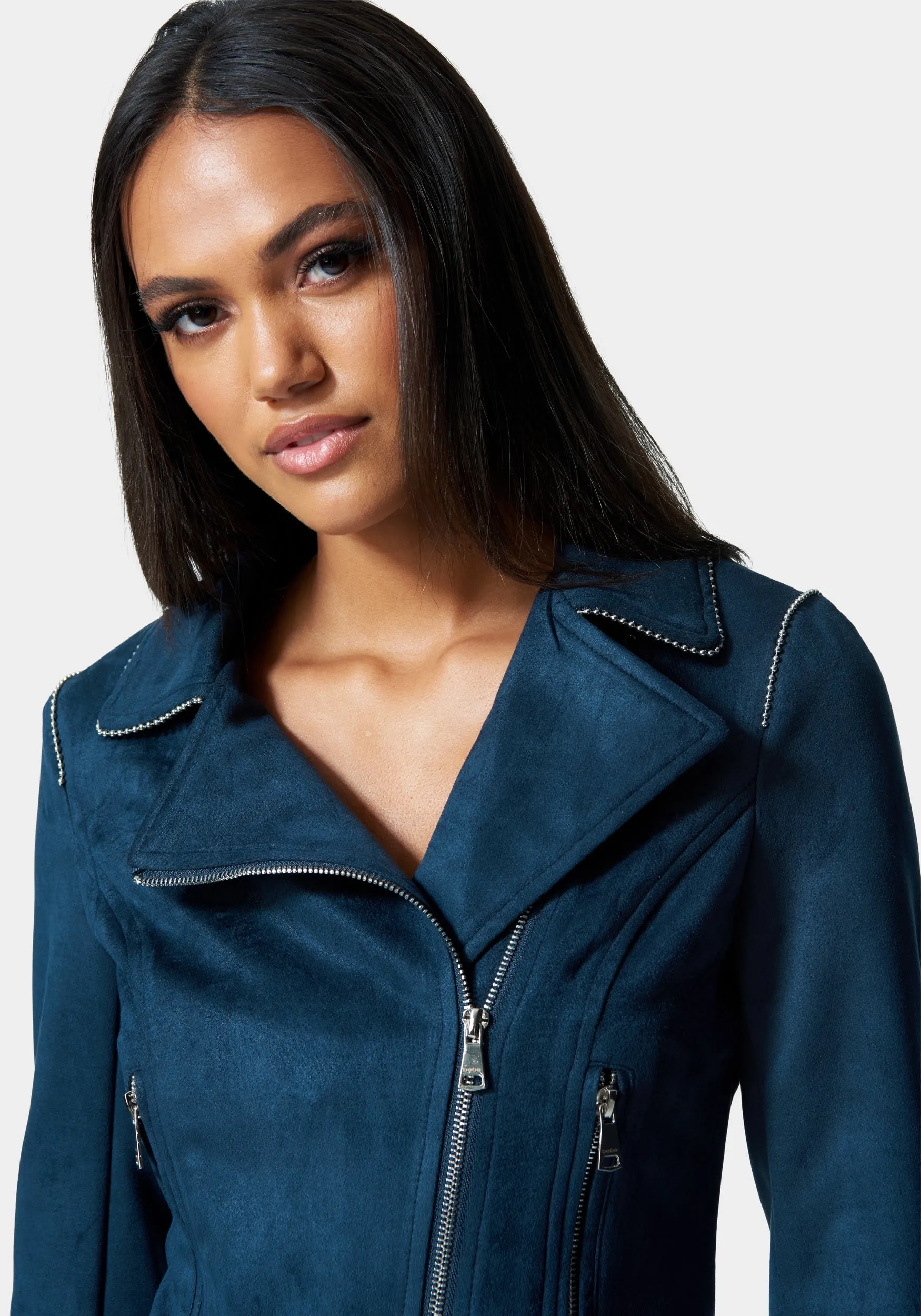 Vegan Suede Trim Detail Moto Jacket sold by Bebe product image thumbnail 4