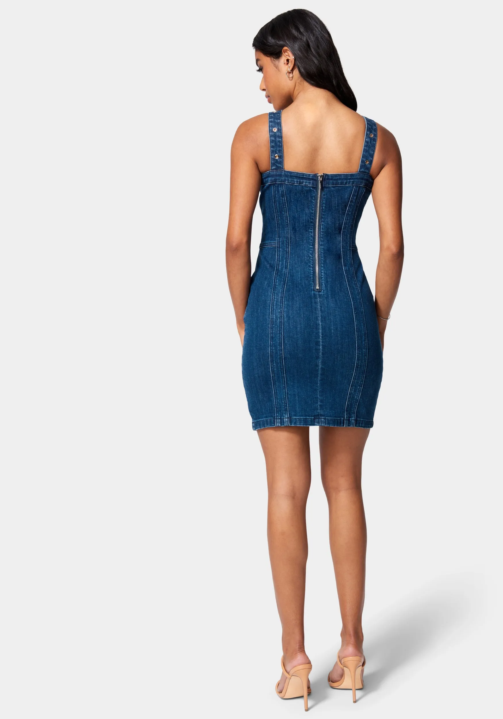 Multi Band Detail Denim Dress sold by Bebe product image thumbnail 3