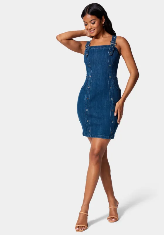 Multi Band Detail Denim Dress sold by Bebe