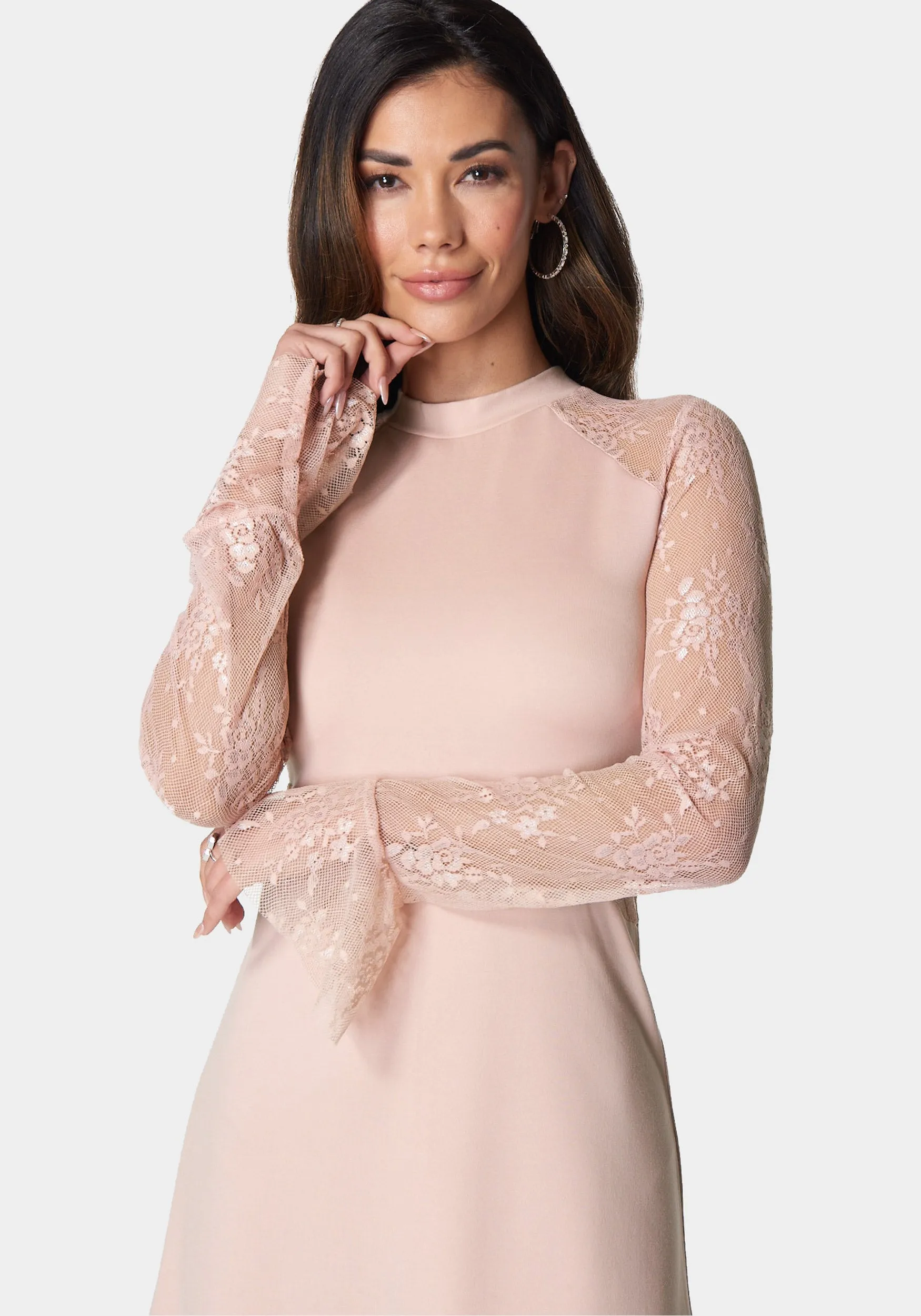 Lace Bell Sleeve Cutout Dress sold by Bebe product image thumbnail 4