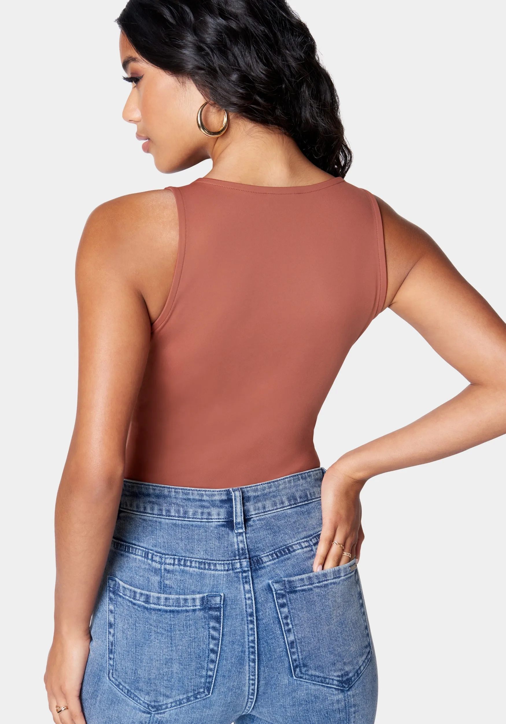 U Ring Sleeveless Plunging Knit Top sold by Bebe product image thumbnail 3