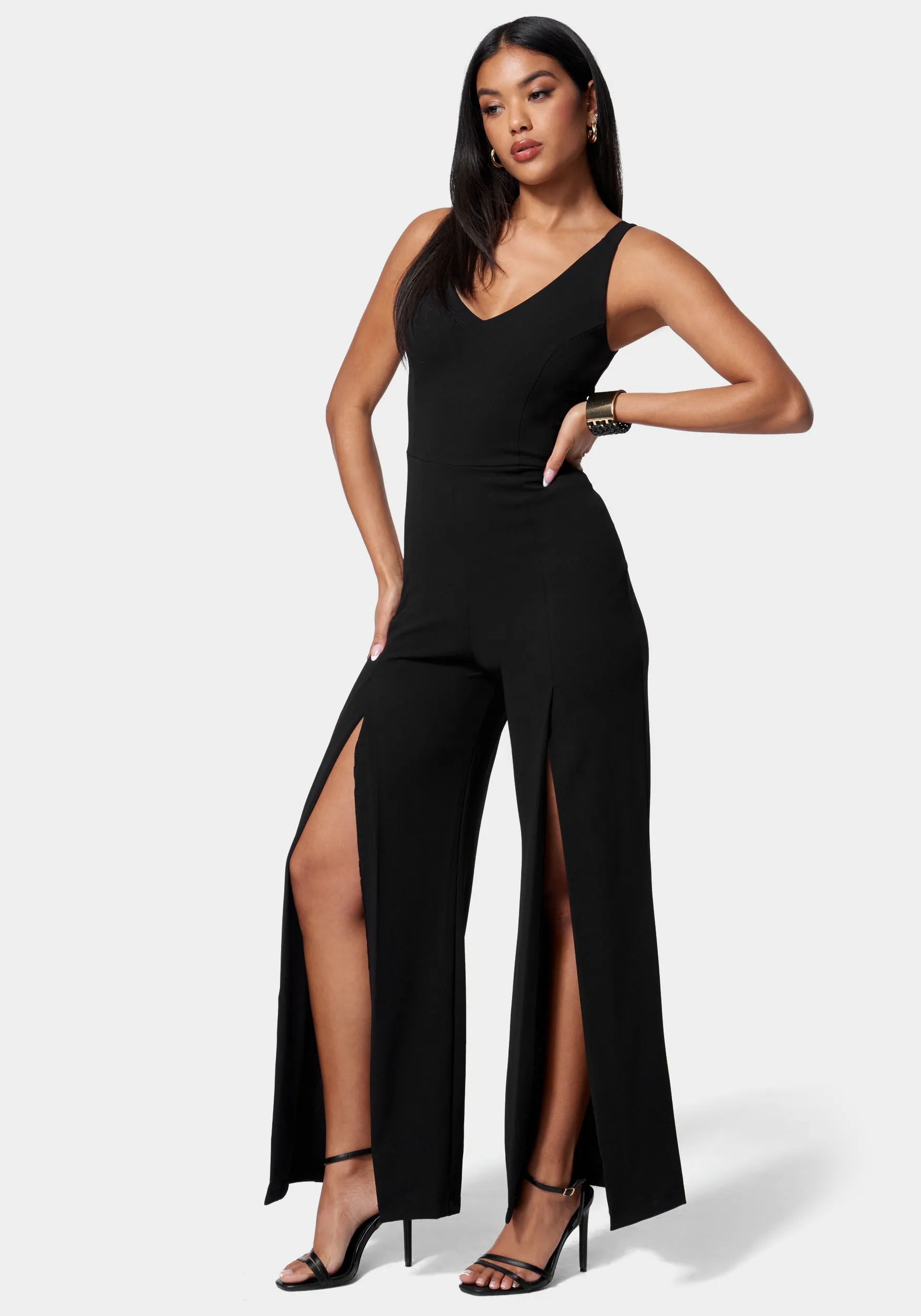 V Neck Open Leg Jumpsuit sold by Bebe product image thumbnail 2