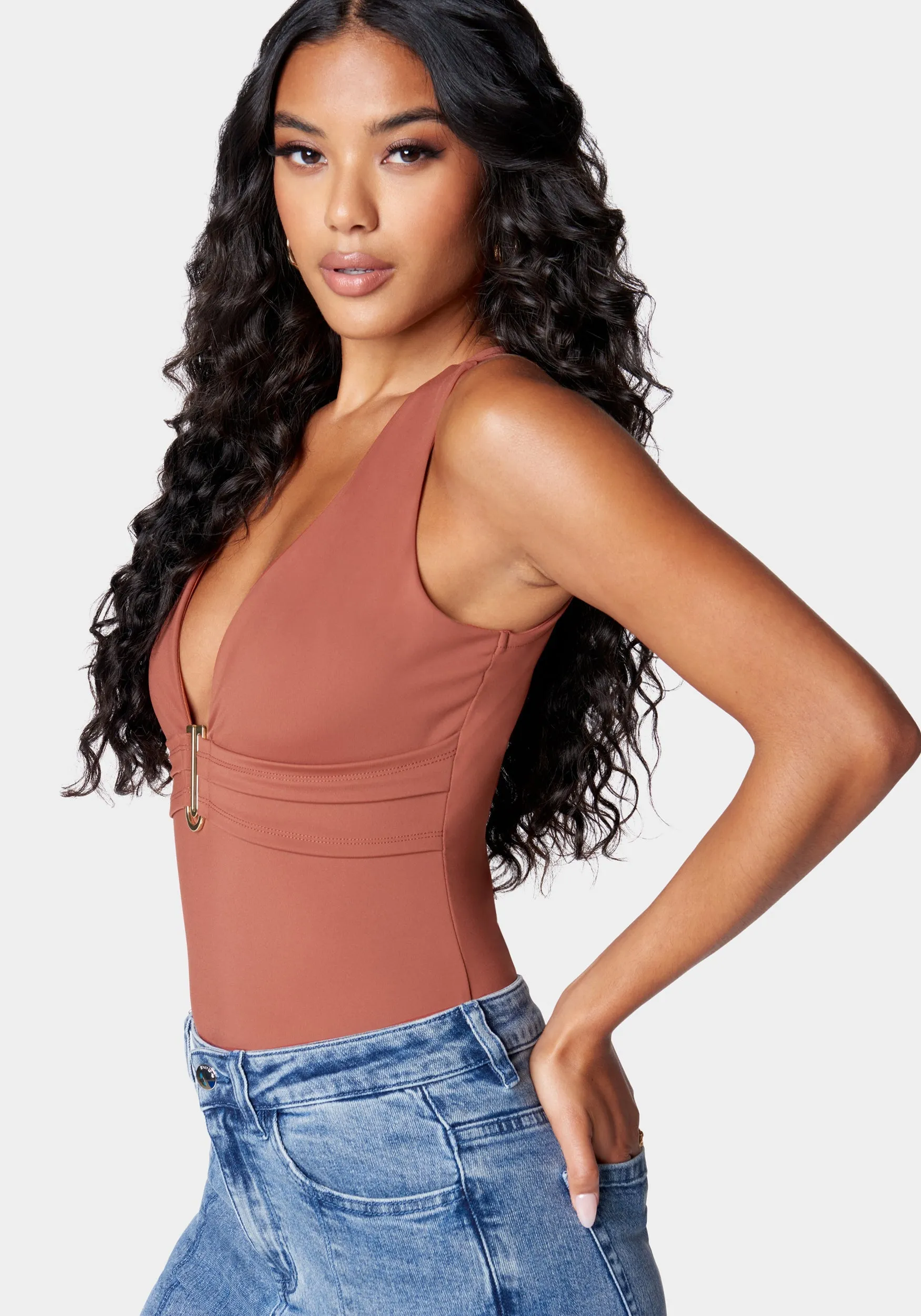 U Ring Sleeveless Plunging Knit Top sold by Bebe product image thumbnail 2