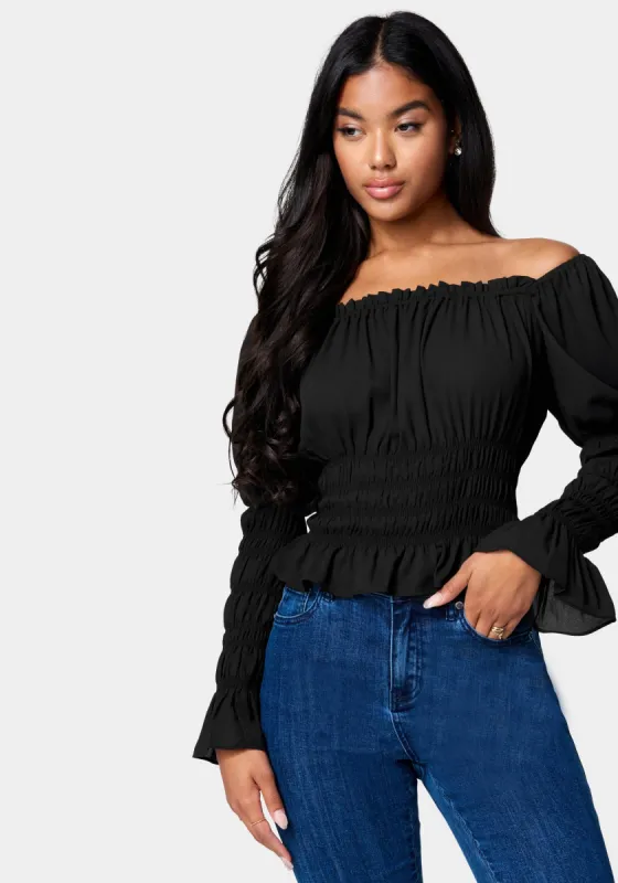 Smocked Body & Sleeve Top sold by Bebe
