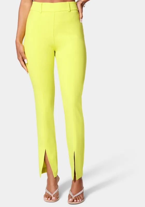 Front Slit Slim Leg Woven Pant sold by Bebe
