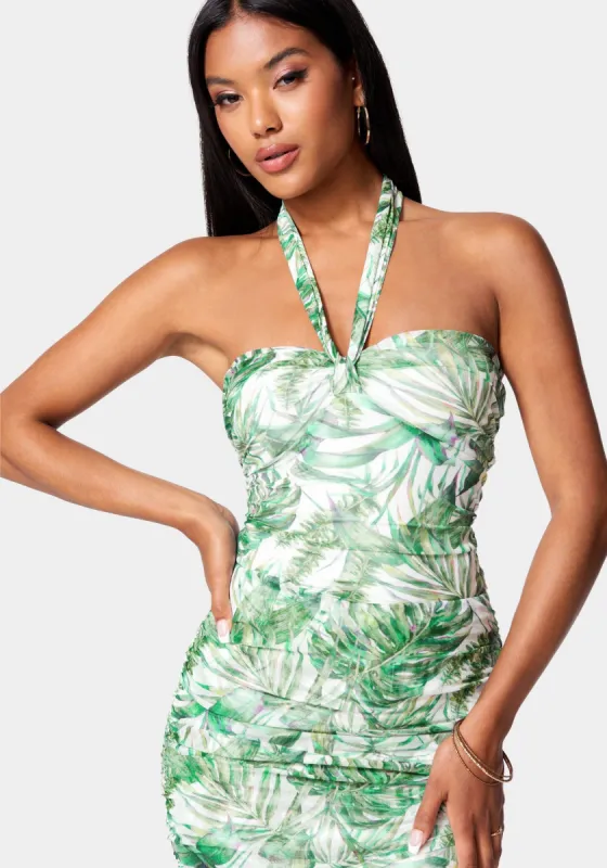 Printed Mesh Ruched Knit Top made by TC