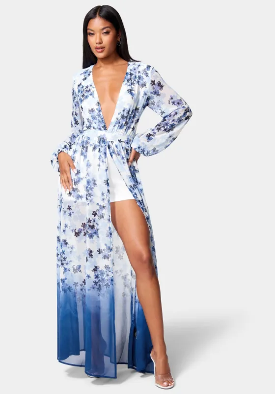 Printed Deep V Maxi sold by Bebe