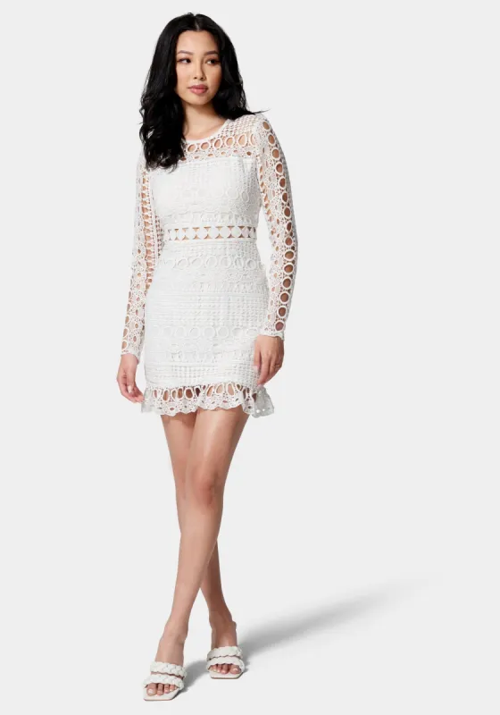 Eyelet Detail Mini Dress sold by Bebe