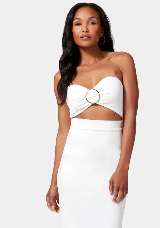 Strapless Front Cutout Midi Dress sold by Bebe