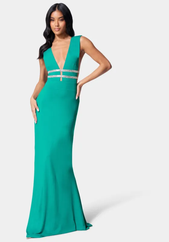 Illusion Cutout Sparkle Gown sold by Bebe