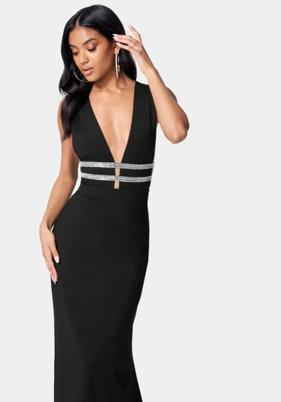 Illusion Cutout Sparkle Gown sold by Bebe