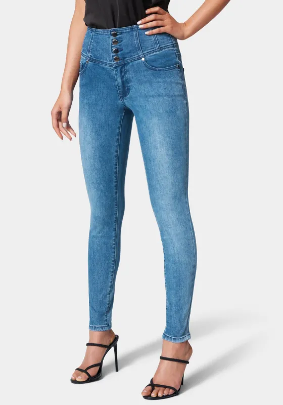 High Waist Corset Skinny Jeans sold by Bebe