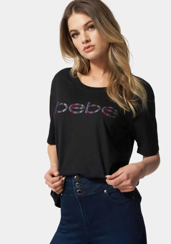 Bebe Logo Nailhead Boxy T Shirt made by Bebe