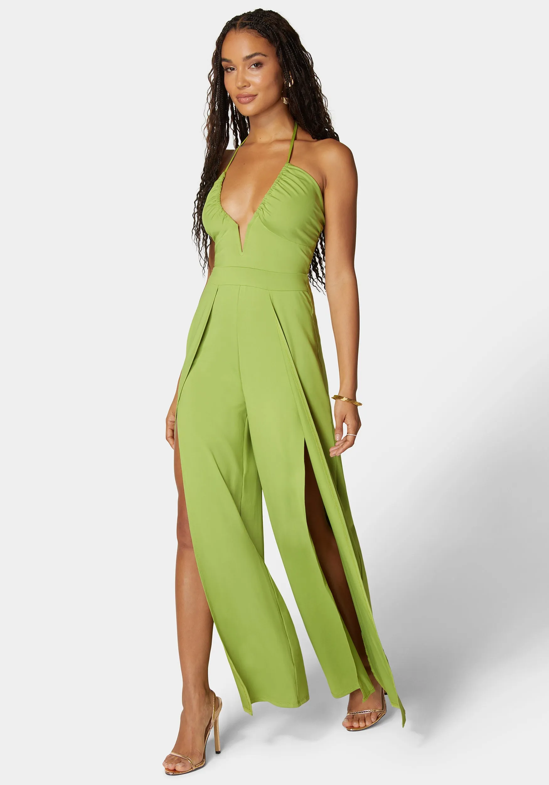 Strappy Slit Leg Jumpsuit sold by Bebe product image thumbnail 2