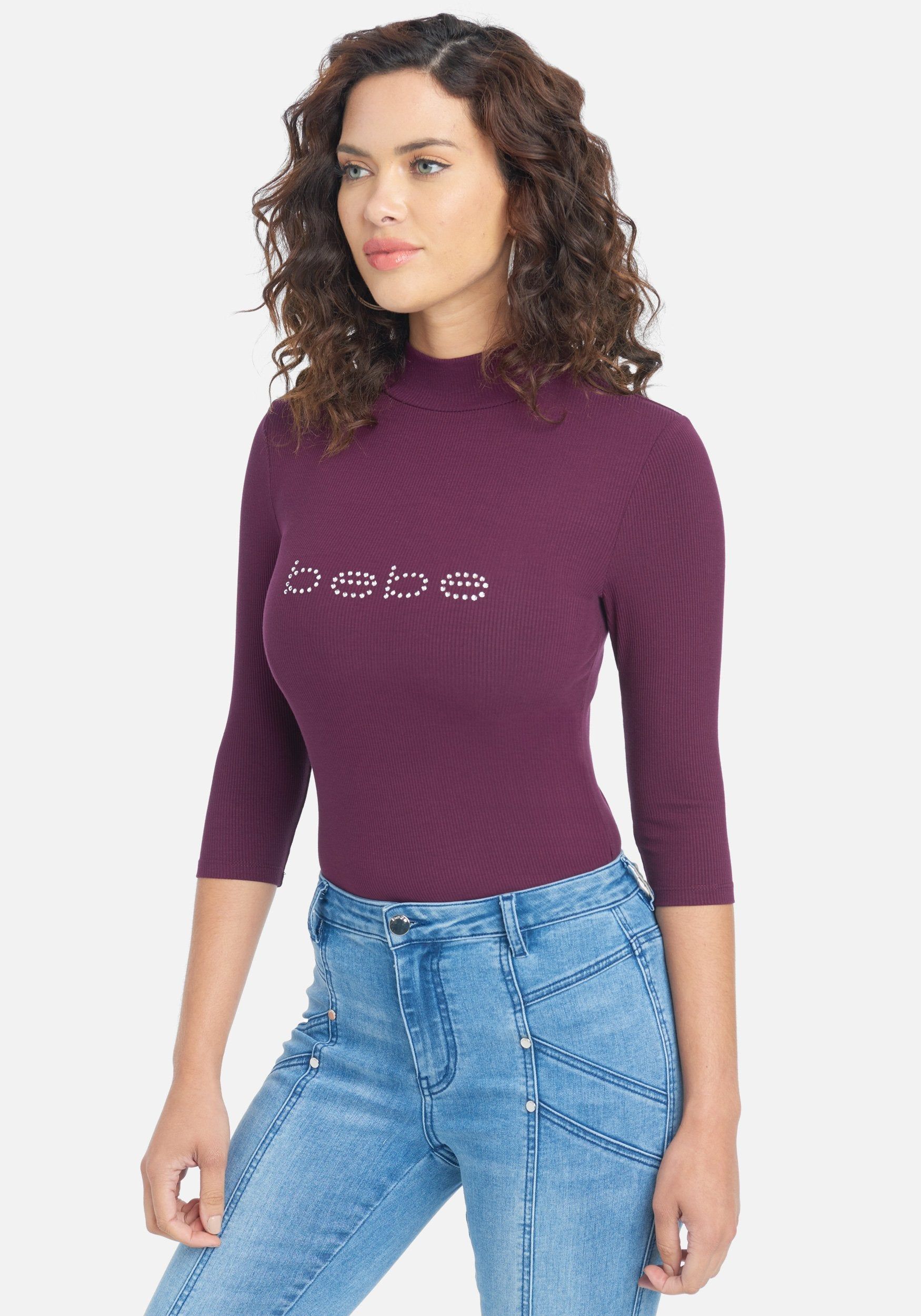 Crystal Logo Mock Neck 3/4 Sleeve Tee sold by Bebe product image thumbnail 2
