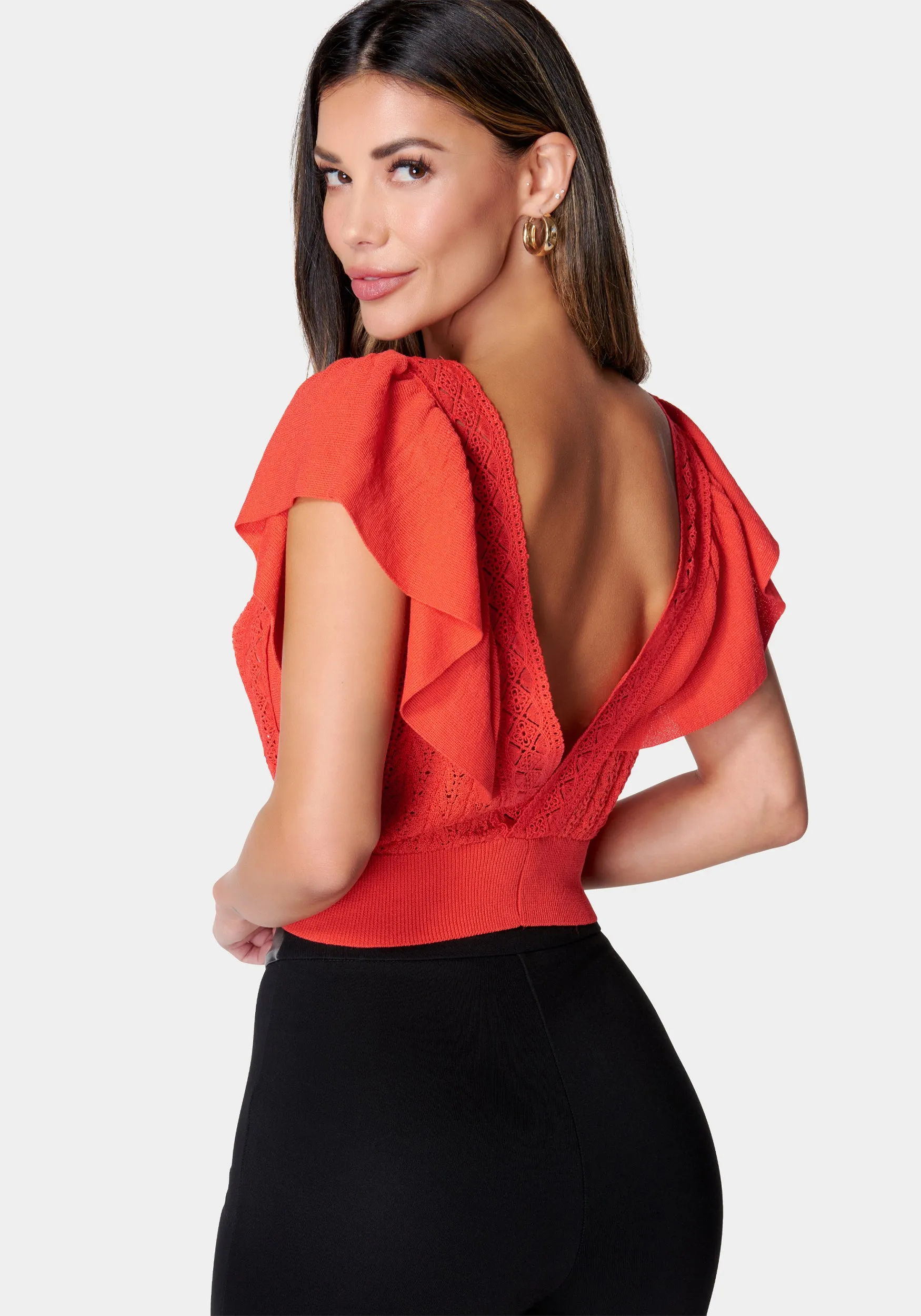 Pointelle Lace Trim Sweater sold by Bebe product image thumbnail 3