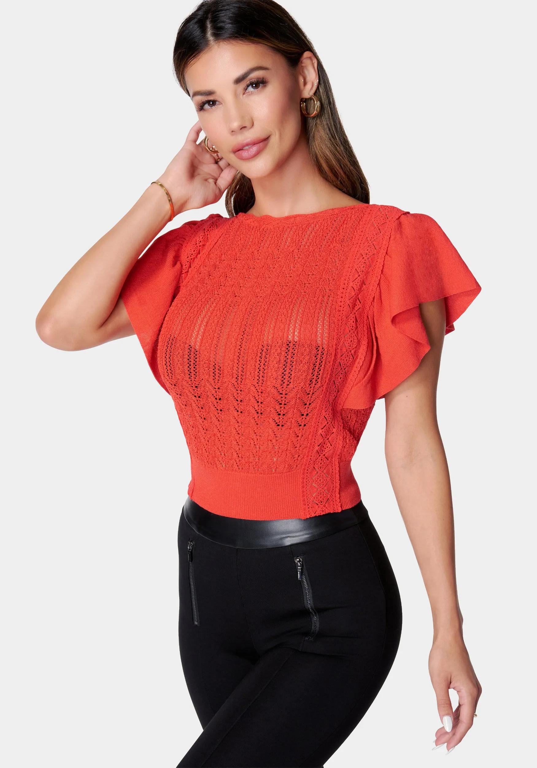Pointelle Lace Trim Sweater sold by Bebe product image thumbnail 2