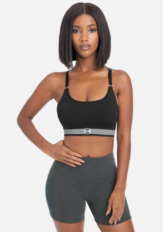 Bebe Sport Geo Stripe Seamless Bra sold by Bebe