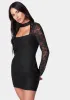 Long Sleeve Lace Mini Dress sold by Bebe