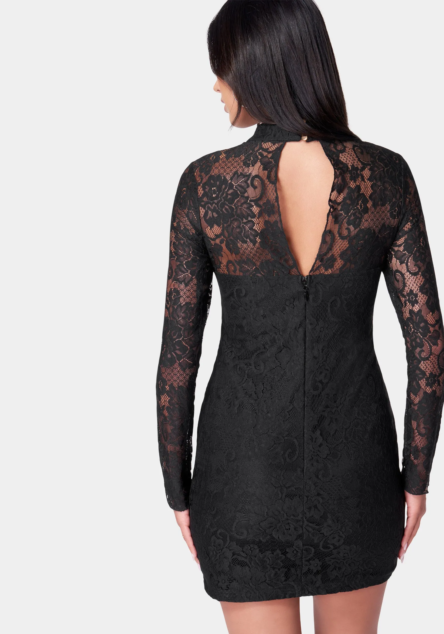 Long Sleeve Lace Mini Dress sold by Bebe product image thumbnail 3
