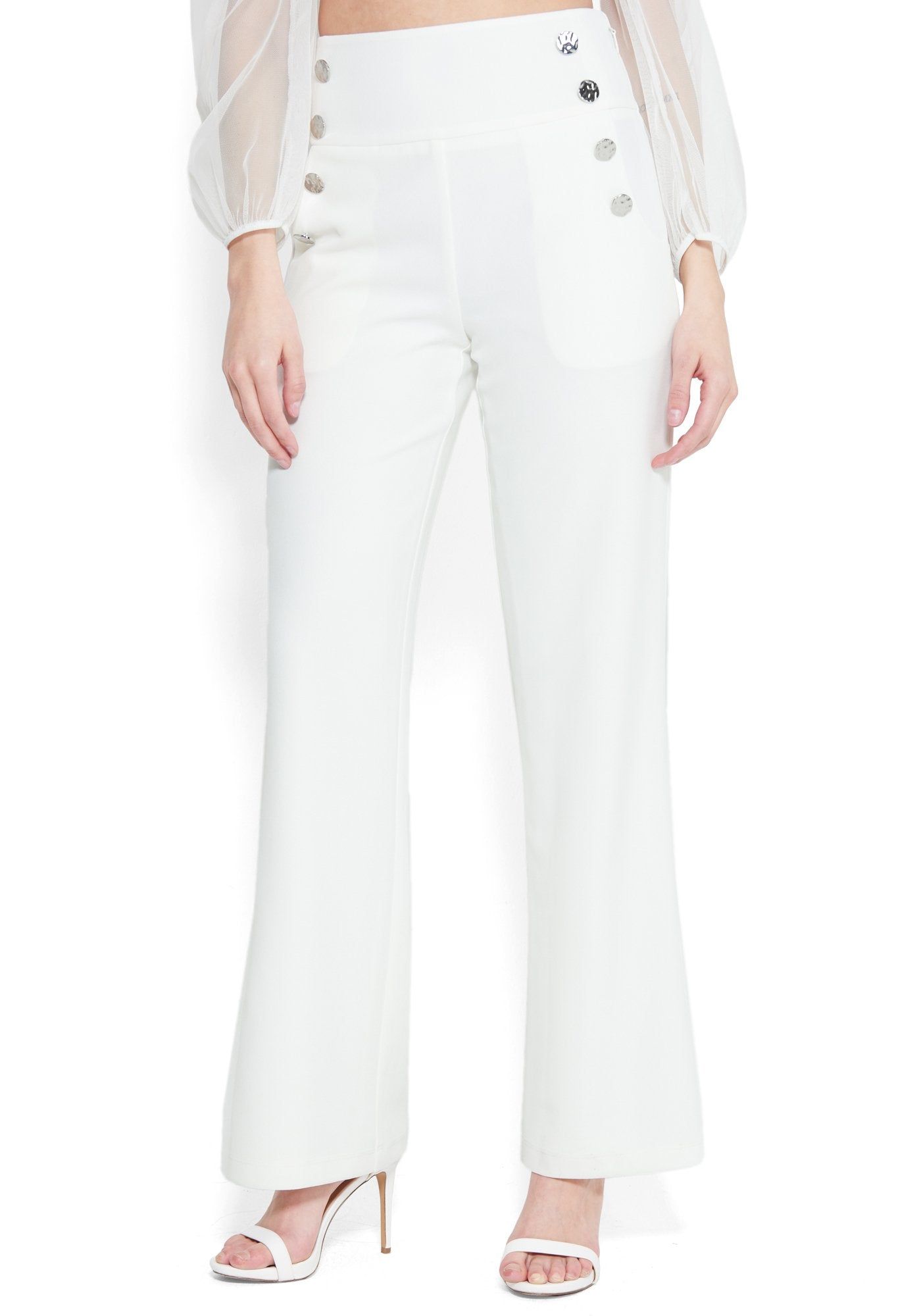 High Waist Wide Leg Button Pant sold by Bebe