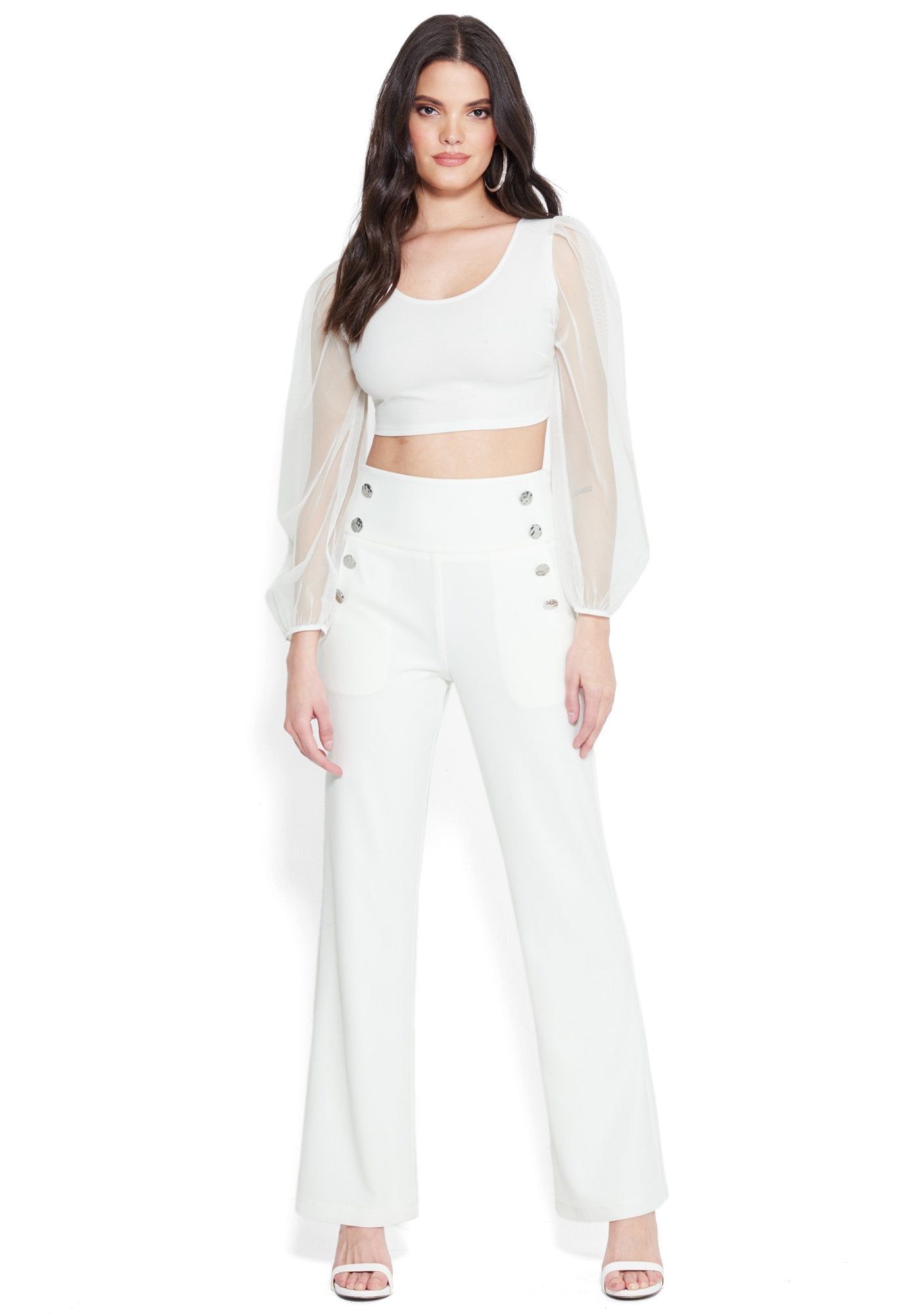 High Waist Wide Leg Button Pant sold by Bebe product image thumbnail 2