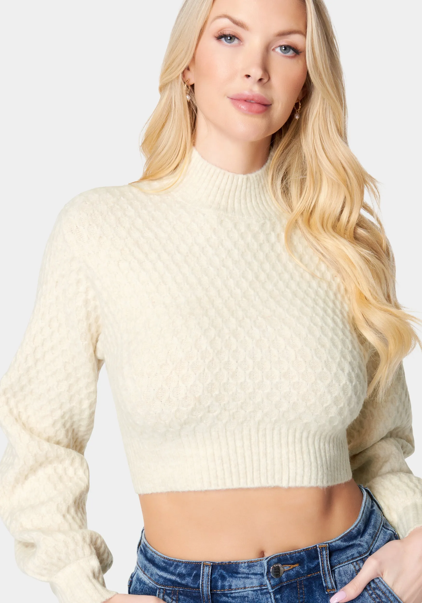 Open Back Mock Neck Sweater sold by Bebe product image thumbnail 2