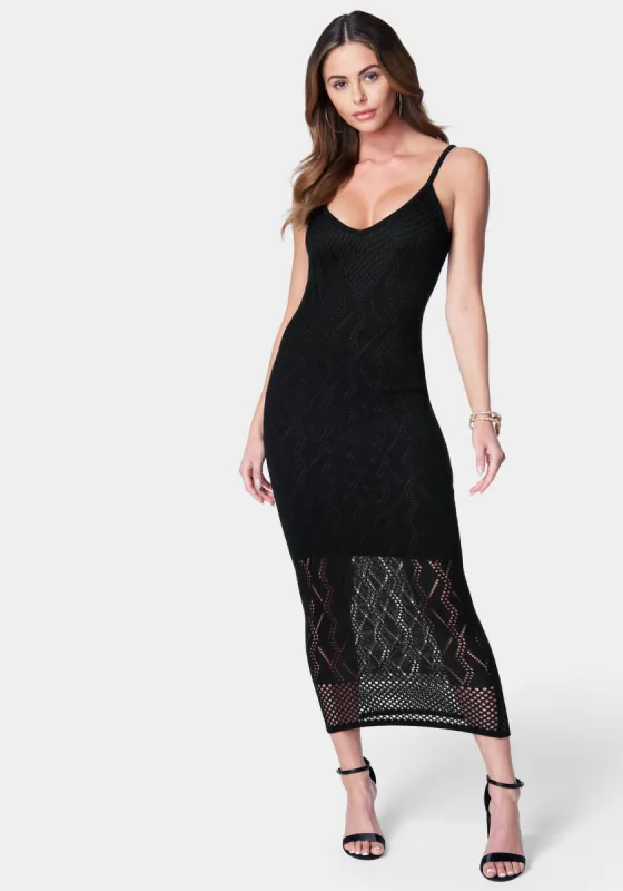 V Neck Midi Crochet Dress sold by Bebe