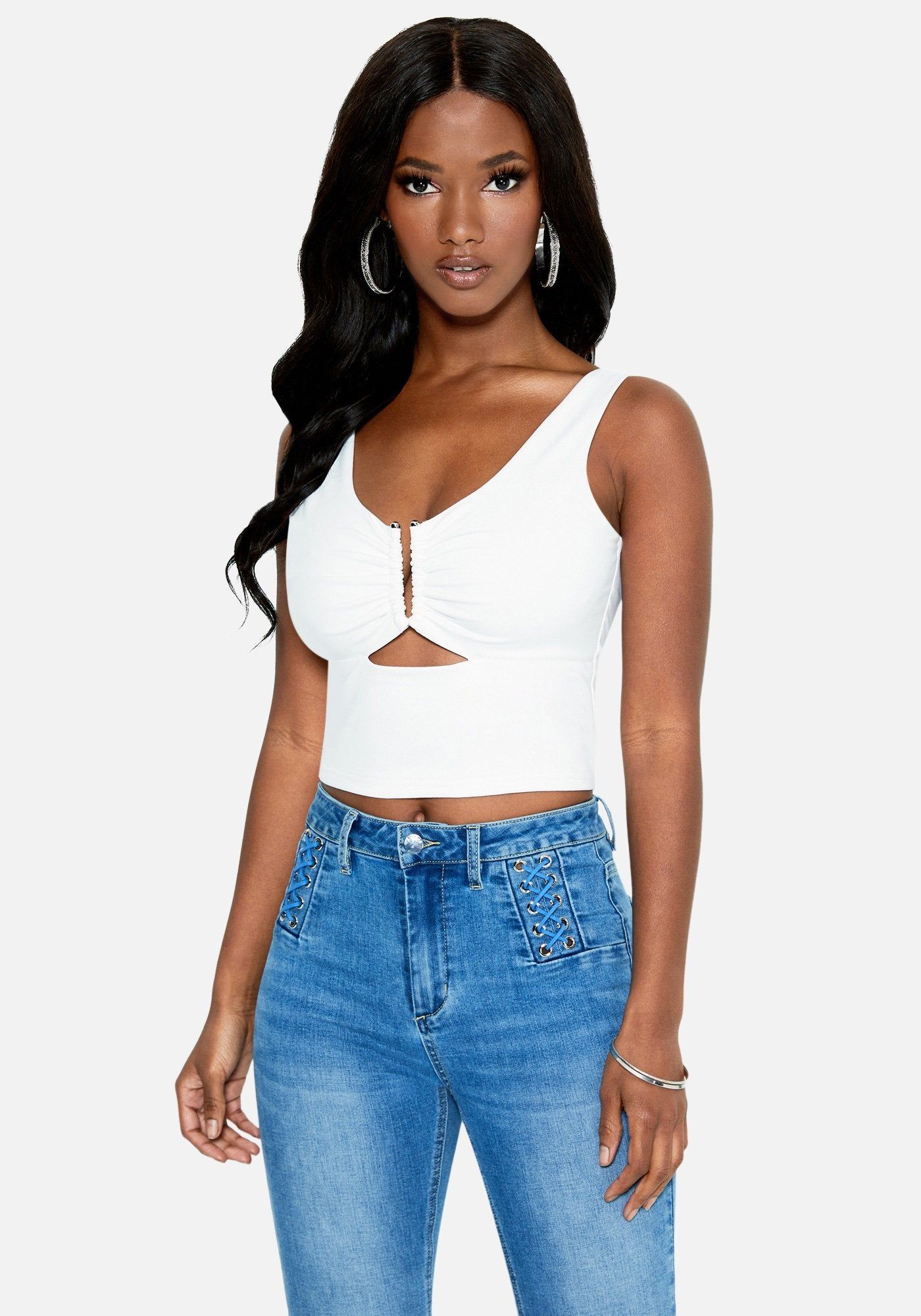 U-Shaped Keyhole Crop Top sold by Bebe