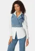 D Ring Belt Denim Wrap Top sold by Bebe