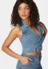 D Ring Belt Denim Wrap Top sold by Bebe