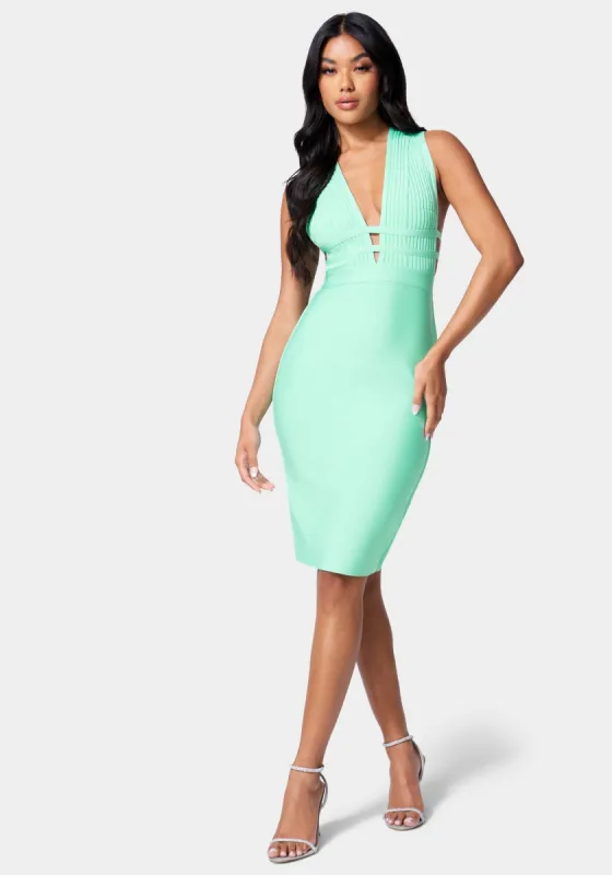 Plunge Neck Bandage Dress sold by Bebe