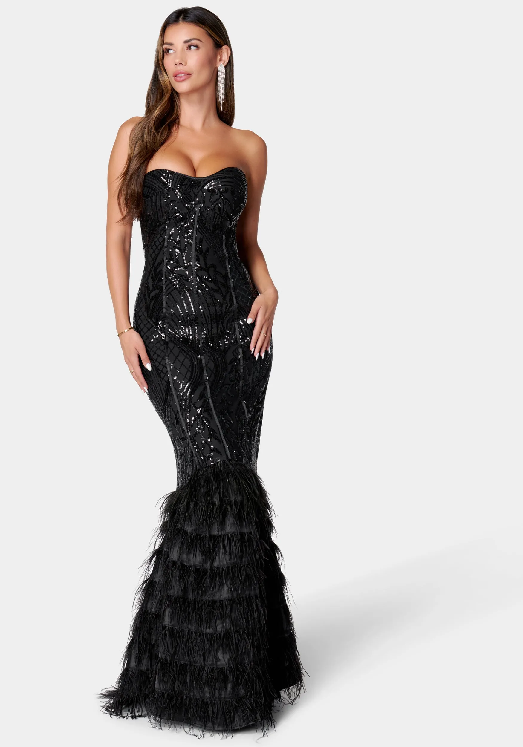 Sequin Feather Gown sold by Bebe product image thumbnail 2