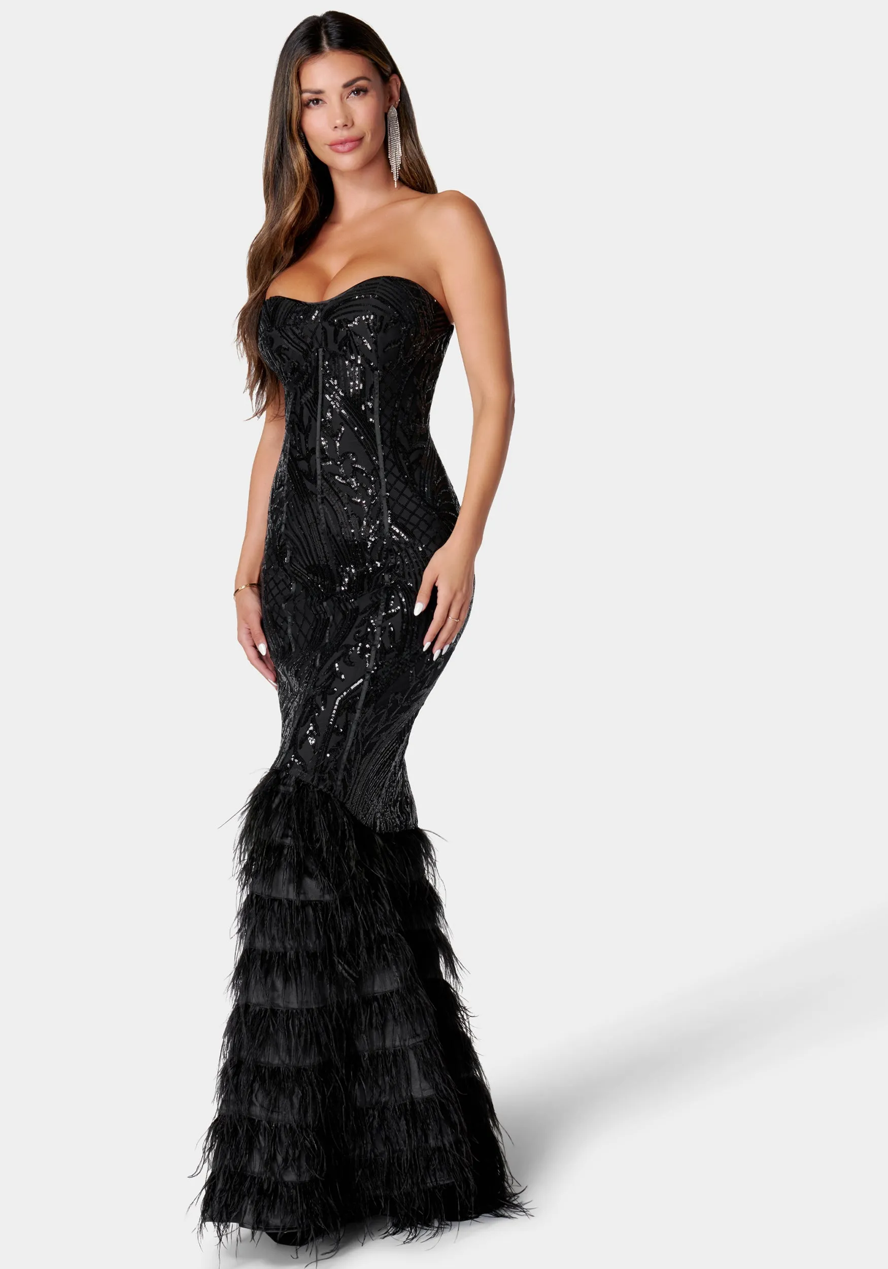 Sequin Feather Gown sold by Bebe product image thumbnail 3